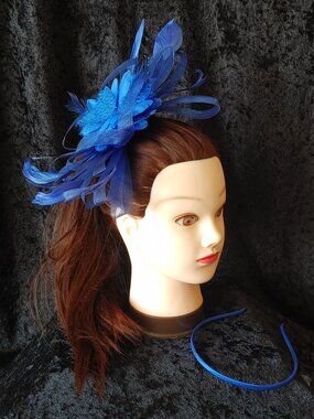 Royal Blue, feather fascinator Hair piece for Derby, Church, Parties (040)